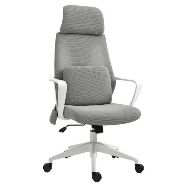 Kontorstol, højdejusterbar drejestol, massagestol, ergonomisk lederstol med massagefunktion, spillestol, nylon, grå, 62 x 60 x 114-122 cm