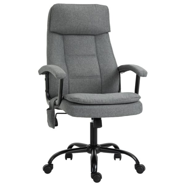 Kontorstol massage højdejusterbar executive chair gaming chair med massagefunktion, ergonomisk drejestol massagestol lændemassage hørfornemmelse grå 63 x 70 x 112-121 cm