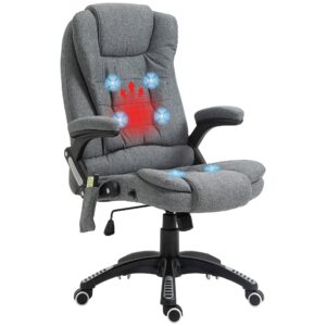 Kontorstol massagestol med varmefunktion, ergonomisk executive-stol, højdejusterbar drejestol, gamingstol med massage, mørkegrå, 68 x 72 x 110 - 120 cm