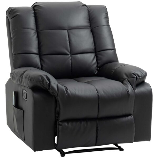 Massagestol, afslappende stol, 8 vibrationspunkter, hvilefunktion, kunstlæder, sort, 94x99x99cm
