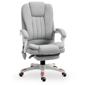 Massagestol, kontorstol, gamingstol, polyester, skum, nylon, grå, 66 x 63 x 107-115 cm