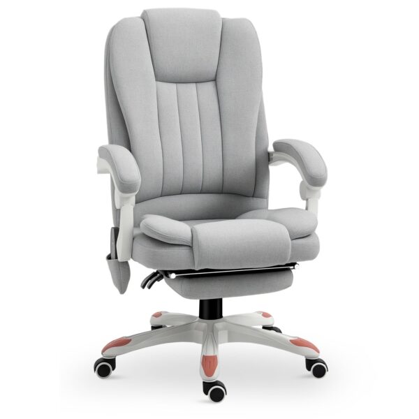 Massagestol, kontorstol, gamingstol, polyester, skum, nylon, grå, 66 x 63 x 107-115 cm
