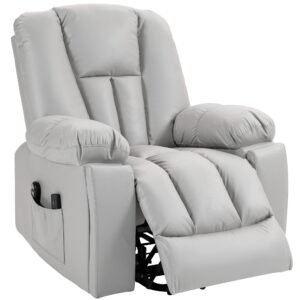 Massagestol lænestol seniorstol, fjernbetjening, sidelommer, 94 cm x 96 cm x 106 cm, grå