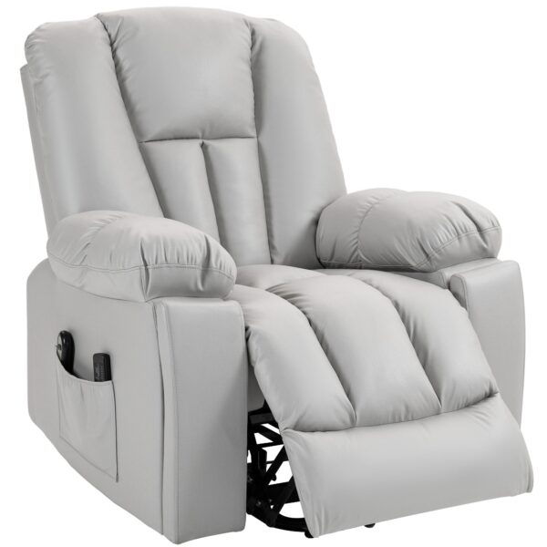 Massagestol lænestol seniorstol, fjernbetjening, sidelommer, 94 cm x 96 cm x 106 cm, grå