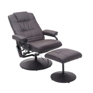 Massagestol med lænestol, inklusive fodskammel, 10 vibrationspunkter, 1 fjernbetjening; 77 cm x 84 cm x 95 cm, brun
