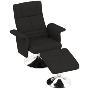 Massagestol med skammel, lænestol, 78 x 95 x 88 cm, sort