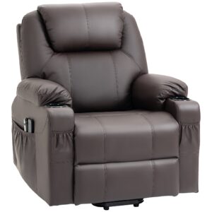 Massagestol med ståstøtte, lænefunktion, kunstlæder, op til 150 kg, 88 x 99 x 106 cm, brun