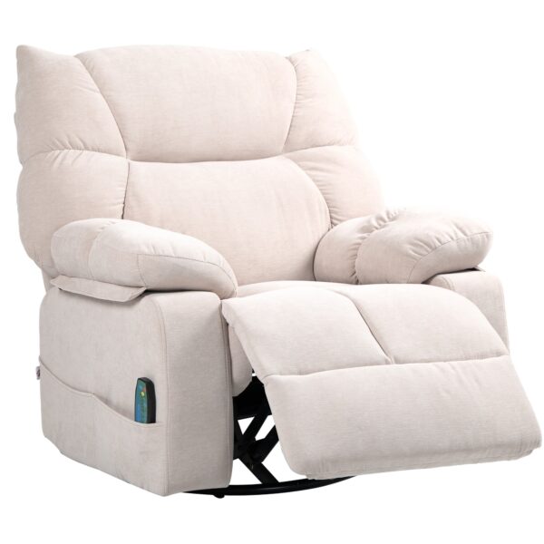 Massagestol med varme- og lænefunktion, drejelig, op til 150 kg, metalstel, 98 x 90 x 98 cm, beige