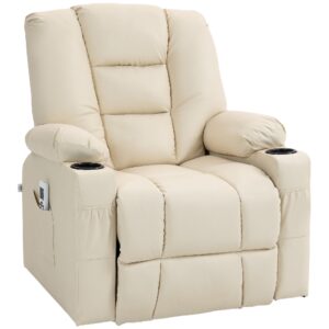 Massagestol stand-up aid seniorstol, inklusive fjernbetjening, 4 massagetilstande, 90 cm x 98 cm x 102 cm, creme