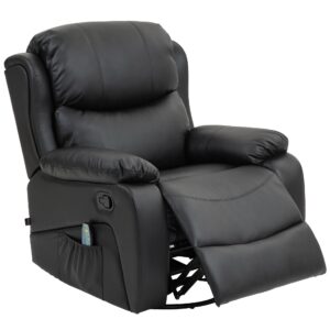 Massagestol, varme- og lænefunktion, kunstlæder, op til 150 kg, 97 x 92 x 104 cm, sort