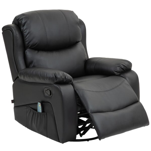 Massagestol, varme- og lænefunktion, kunstlæder, op til 150 kg, 97 x 92 x 104 cm, sort
