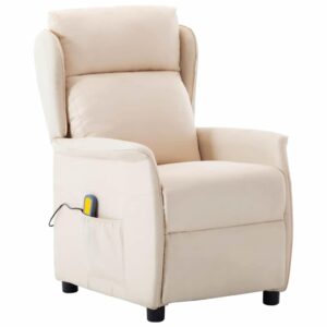 vidaXL Massagestol med pude Creme 67.5 x 93.5 x 101.5 cm Stof