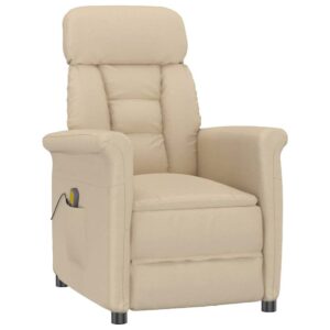 vidaXL Massagestol med pude Creme 70.5 x 96.5 x 95 cm Stof og metal