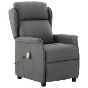 vidaXL Massagestol med pude Lysegrå 67.5 x 93.5 x 101.5 cm Stof