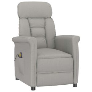 vidaXL Massagestol med pude Lysegrå 70.5 x 96.5 x 95 cm Polyester