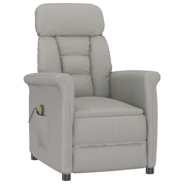 vidaXL Massagestol med pude Lysegrå 70.5 x 96.5 x 95 cm Polyester
