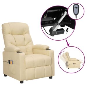 vidaXL eldrevet massagestol stof cremefarvet