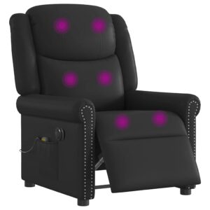 vidaXL elektrisk massage-lænestol skinnende kunstlæder sort