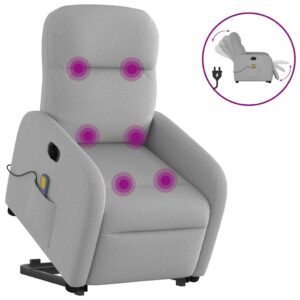 vidaXL elektrisk massagestol med løftefunktion stof skygrå