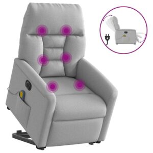vidaXL elektrisk massagestol med løftefunktion stof skygrå