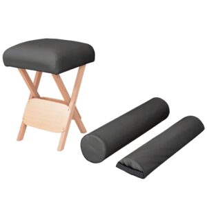 vidaXL foldbar massagestol 12 cm tykt sæde 2 bolsterpuder sort
