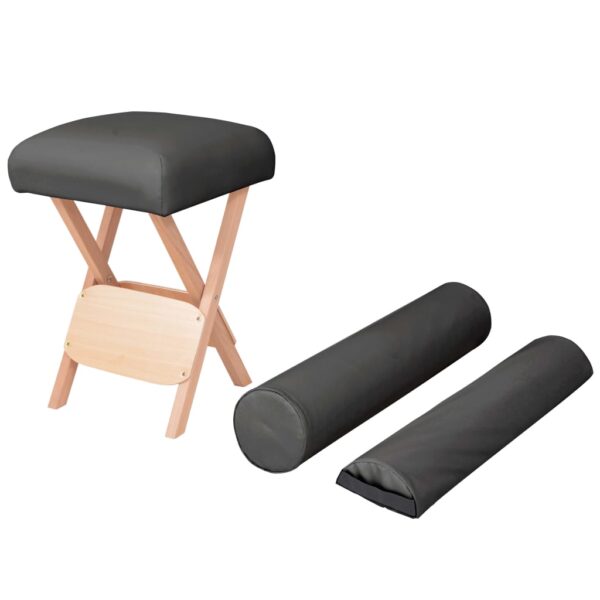 vidaXL foldbar massagestol 12 cm tykt sæde 2 bolsterpuder sort