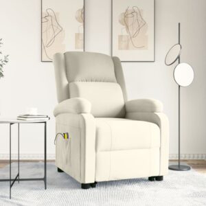 vidaXL løftestol med massagefunktion velour cremefarvet