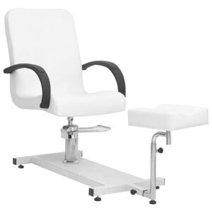 vidaXL massagestol med fodskammel 127x60x98 cm kunstlæder hvid