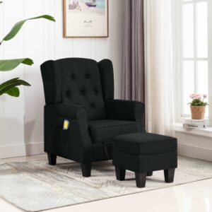 vidaXL massagestol med fodskammel stof sort
