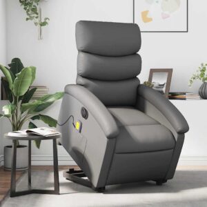 vidaXL massagestol med løftefunktion kunstlæder grå
