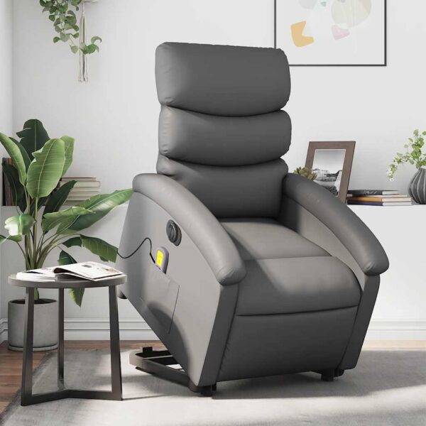 vidaXL massagestol med løftefunktion kunstlæder grå