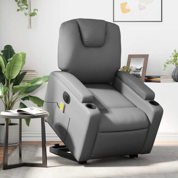 vidaXL massagestol med løftefunktion kunstlæder grå