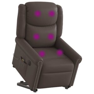 vidaXL massagestol med løftefunktion kunstlæder skinnende brun
