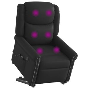 vidaXL massagestol med løftefunktion kunstlæder skinnende sort