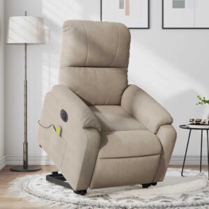 vidaXL massagestol med løftefunktion mikrofiberstof gråbrun