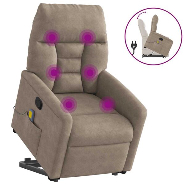 vidaXL massagestol med løftefunktion mikrofiberstof gråbrun