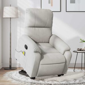 vidaXL massagestol med løftefunktion mikrofiberstof lysegrå