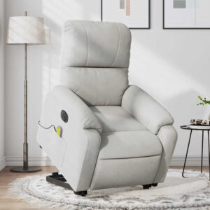 vidaXL massagestol med løftefunktion mikrofiberstof lysegrå