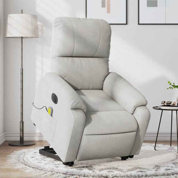 vidaXL massagestol med løftefunktion mikrofiberstof lysegrå