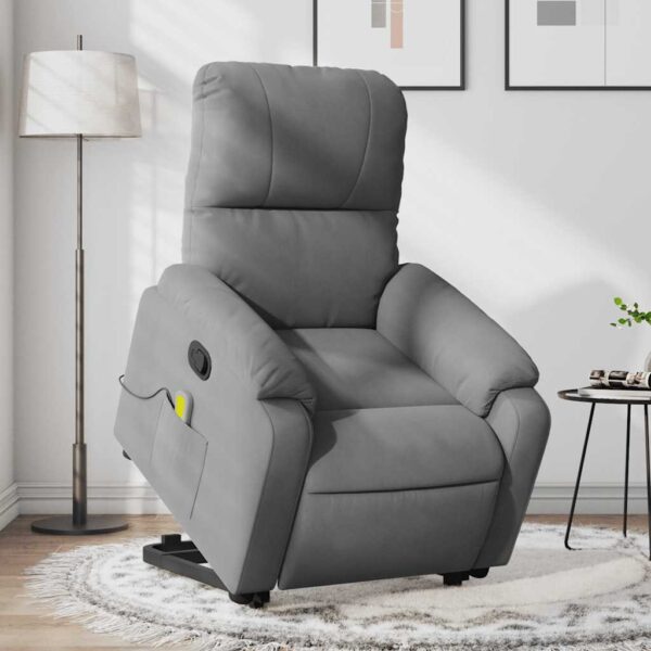 vidaXL massagestol med løftefunktion mikrofiberstof mørkegrå