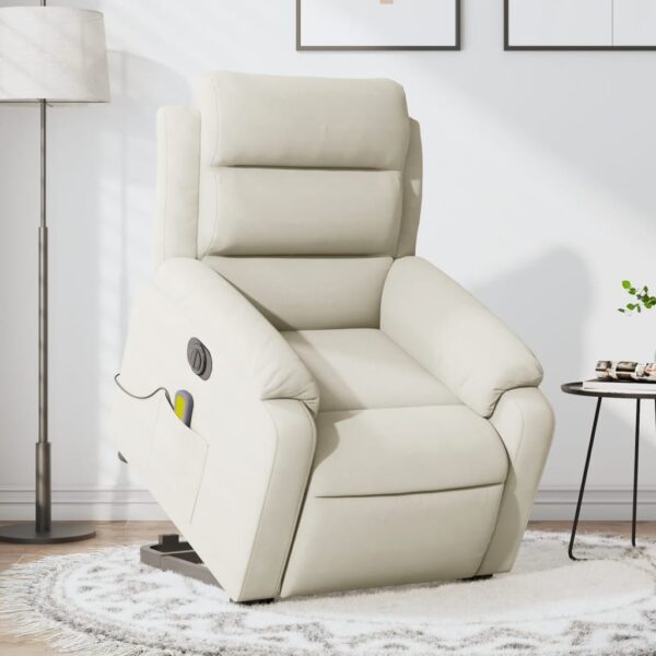vidaXL massagestol med løftefunktion velour cremefarvet