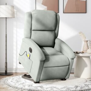 vidaXL massagestol med løftefunktion velour lysegrå