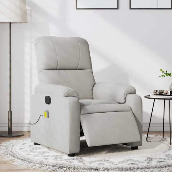 vidaXL massagestol mikrofiberstof lysegrå