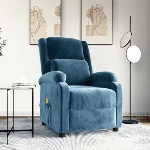 vidaXL massagestol velour blå