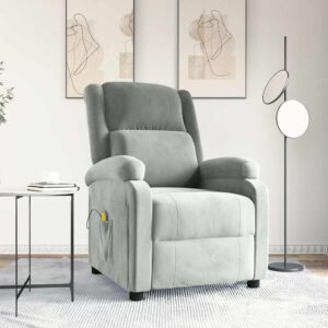 vidaXL massagestol velour lysegrå