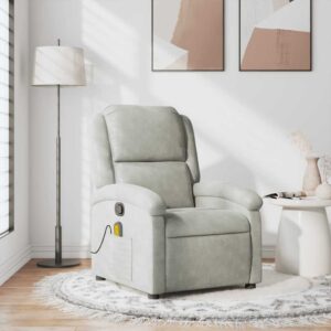 vidaXL massagestol velour lysegrå