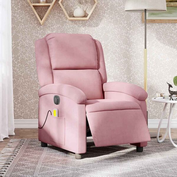 vidaXL massagestol velour lyserød
