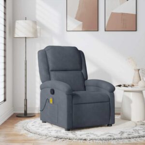 vidaXL massagestol velour mørkegrå