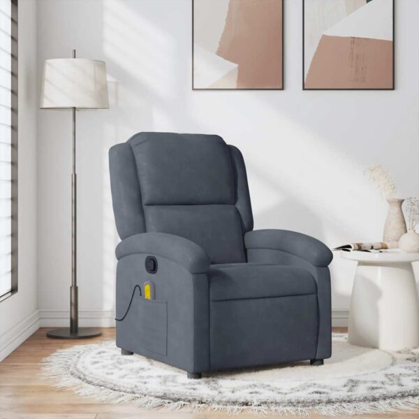 vidaXL massagestol velour mørkegrå