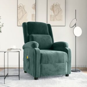 vidaXL massagestol velour mørkegrøn